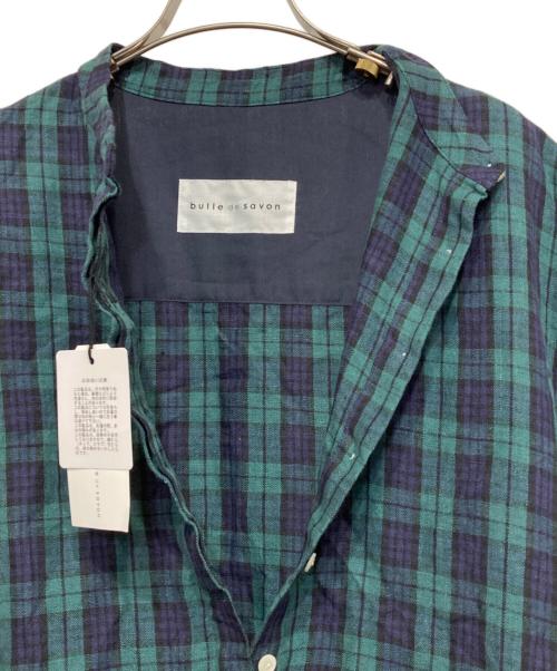 bulle de savon（ビュル デ サボン）bulle de savon (ビュル デ サボン) チェックリネンワンピース グリーン サイズ:FREEの古着・服飾アイテム
