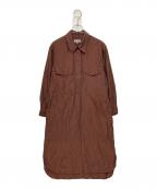 MARGARET HOWELLマーガレットハウエル）の古着「シルクブレンドシャツワンピース」｜ブラウン