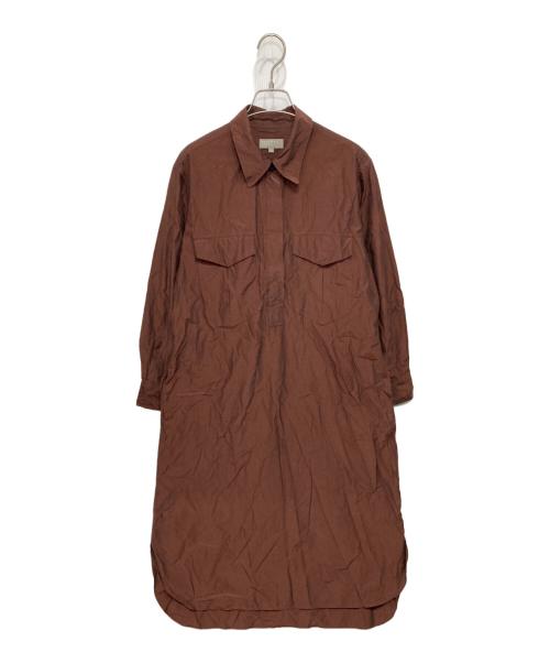 MARGARET HOWELL（マーガレットハウエル）MARGARET HOWELL (マーガレットハウエル) シルクブレンドシャツワンピース ブラウン サイズ:Ⅰの古着・服飾アイテム