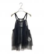 noir kei ninomiyaノワール ケイ ニノミヤ）の古着「ノースリーブチュールブラウス」｜ブラック