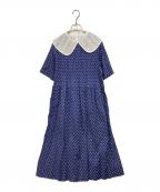 Jane Marpleジェーンマープル）の古着「24SS リボンカットドビー レースカラードレス」｜ネイビー