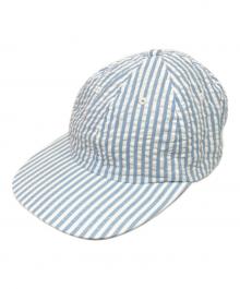 kijima takayuki（キジマタカユキ）の古着「パッカリング シアサッカー ジェットキャップ」｜ブルー×ホワイト