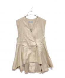 HML（エイチエルエム）の古着「リネン バックフレアベスト」｜ベージュ
