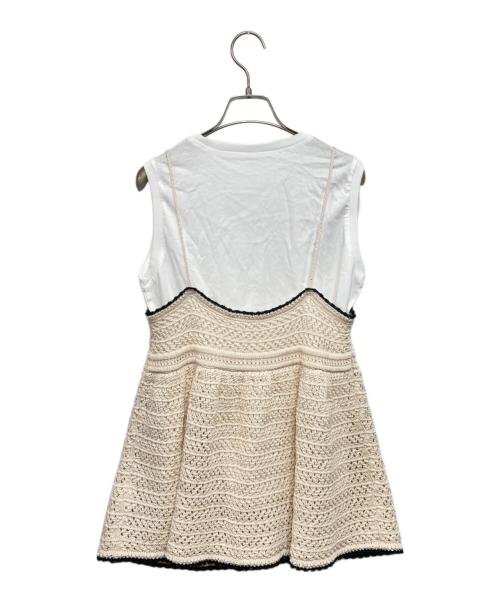 Mila Owen（ミラオーウェン）Mila Owen (ミラオーウェン) クロシェニットキャミ×ノースリトップ アイボリーの古着・服飾アイテム