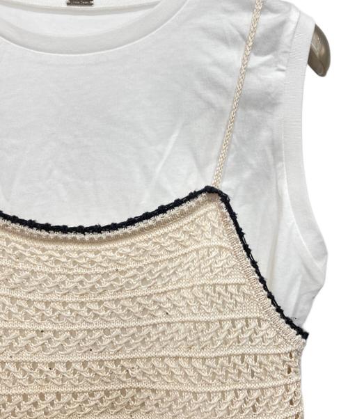 Mila Owen（ミラオーウェン）Mila Owen (ミラオーウェン) クロシェニットキャミ×ノースリトップ アイボリーの古着・服飾アイテム