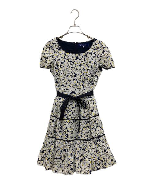 M'S GRACY（エムズグレイシー）M'S GRACY (エムズグレイシー) 花柄ワンピース ネイビー×ホワイト サイズ:40の古着・服飾アイテム