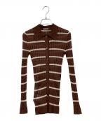 MIU MIUミュウミュウ）の古着「ボーダーカーディガン」｜ブラウン