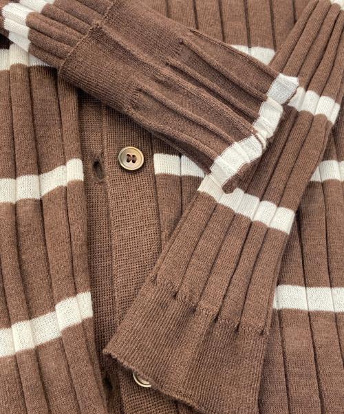 MIU MIU（ミュウミュウ）MIU MIU (ミュウミュウ) ボーダーカーディガン ブラウン サイズ:38の古着・服飾アイテム