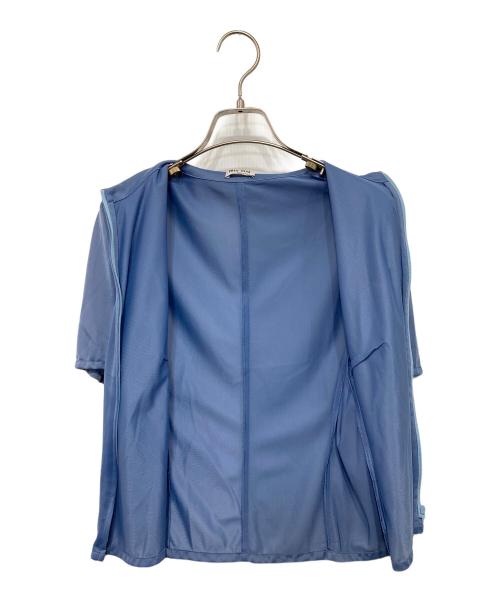 MIU MIU（ミュウミュウ）MIU MIU (ミュウミュウ) Zipped Front Cropped Shirt In Pervinca ブルー サイズ:40の古着・服飾アイテム
