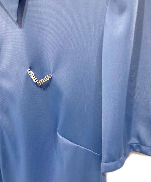 MIU MIU（ミュウミュウ）MIU MIU (ミュウミュウ) Zipped Front Cropped Shirt In Pervinca ブルー サイズ:40の古着・服飾アイテム