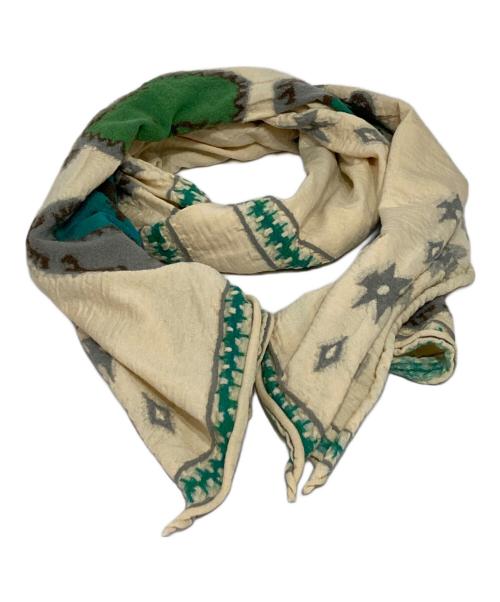 KAPITAL（キャピタル）KAPITAL (キャピタル) 総柄縮絨ストール ベージュの古着・服飾アイテム