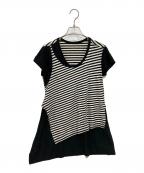 Y'sワイズ）の古着「ボーダーTシャツ」｜ホワイト×ブラック