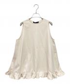 YOIHIヨイヒ）の古着「ノースリーブ フレア フリル リボンカットソー」｜アイボリー