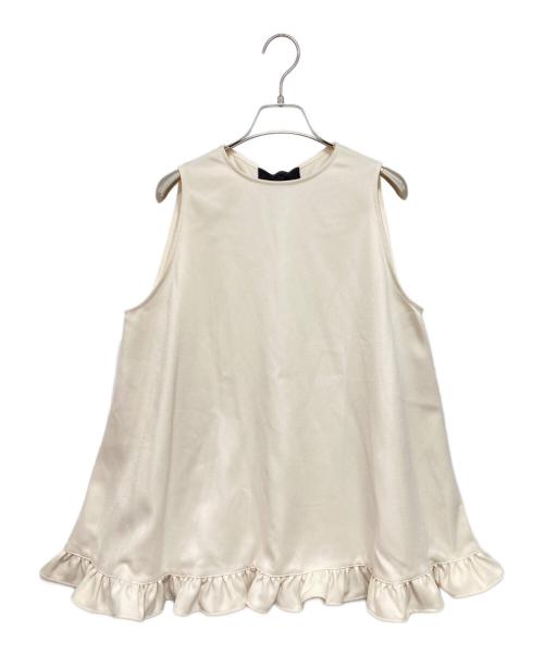 YOIHI（ヨイヒ）YOIHI (ヨイヒ) ノースリーブ フレア フリル リボンカットソー アイボリー サイズ:FREEの古着・服飾アイテム