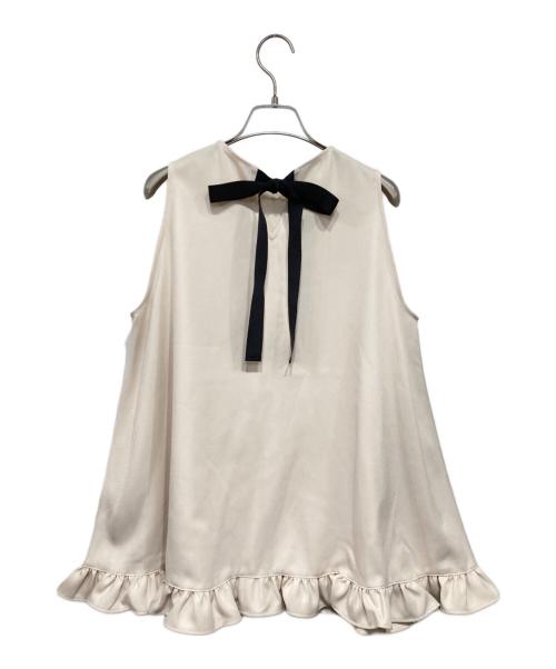 YOIHI（ヨイヒ）YOIHI (ヨイヒ) ノースリーブ フレア フリル リボンカットソー アイボリー サイズ:FREEの古着・服飾アイテム