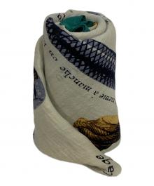 manipuri（マニプリ）の古着「ステッキ柄大判スカーフ」｜ベージュ×グリーン