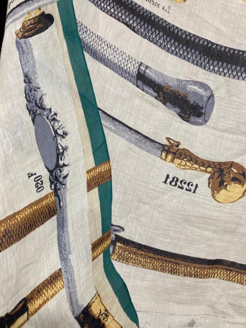 manipuri（マニプリ）manipuri (マニプリ) ステッキ柄大判スカーフ ベージュ×グリーンの古着・服飾アイテム