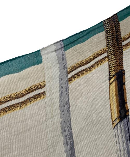 manipuri（マニプリ）manipuri (マニプリ) ステッキ柄大判スカーフ ベージュ×グリーンの古着・服飾アイテム