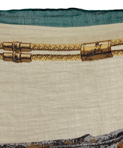 manipuri（マニプリ）manipuri (マニプリ) ステッキ柄大判スカーフ ベージュ×グリーンの古着・服飾アイテム