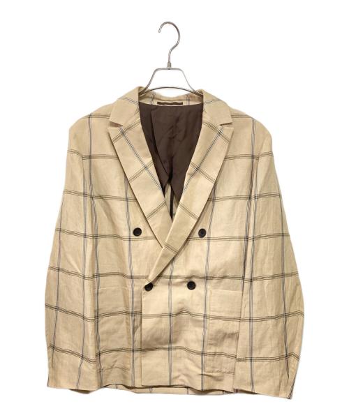 TOMORROW LAND（トゥモローランド）TOMORROW LAND (トゥモローランド) リネンポリエステルカルゼ 4Bダブルブレストテーラードジャケット ベージュ サイズ:XSの古着・服飾アイテム