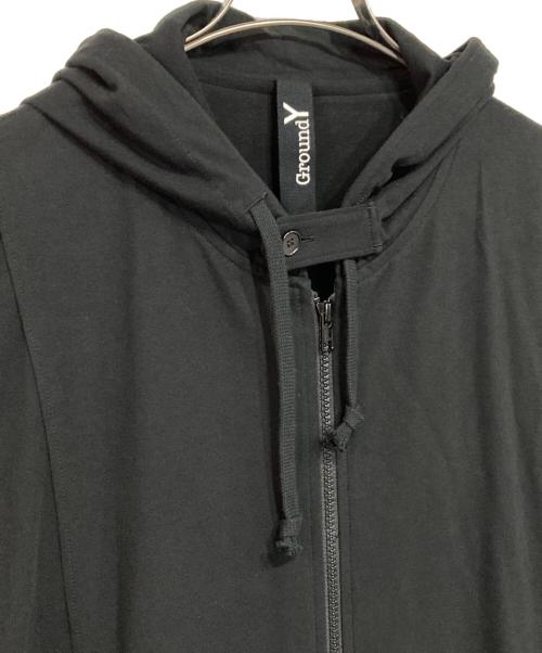 GROUND Y（グラウンドワイ）GROUND Y (グラウンドワイ) コットンロングフーディーカーディガン ブラック サイズ:3の古着・服飾アイテム
