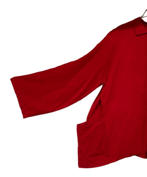 YOHJI YAMAMOTO（ヨウジヤマモト）YOHJI YAMAMOTO (ヨウジヤマモト) 穴あきデザインルーズフィットシャツ レッド サイズ:Sの古着・服飾アイテム