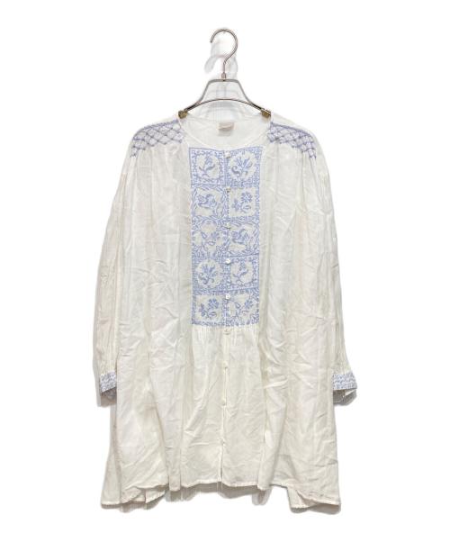 TSUHARU by samansa Mos2（ツハル バイ サマンサモスモス）TSUHARU by Samansa Mos2 (ツハル バイ サマンサモスモス) タイル刺繍チュニックブラウス ホワイト サイズ:Fの古着・服飾アイテム