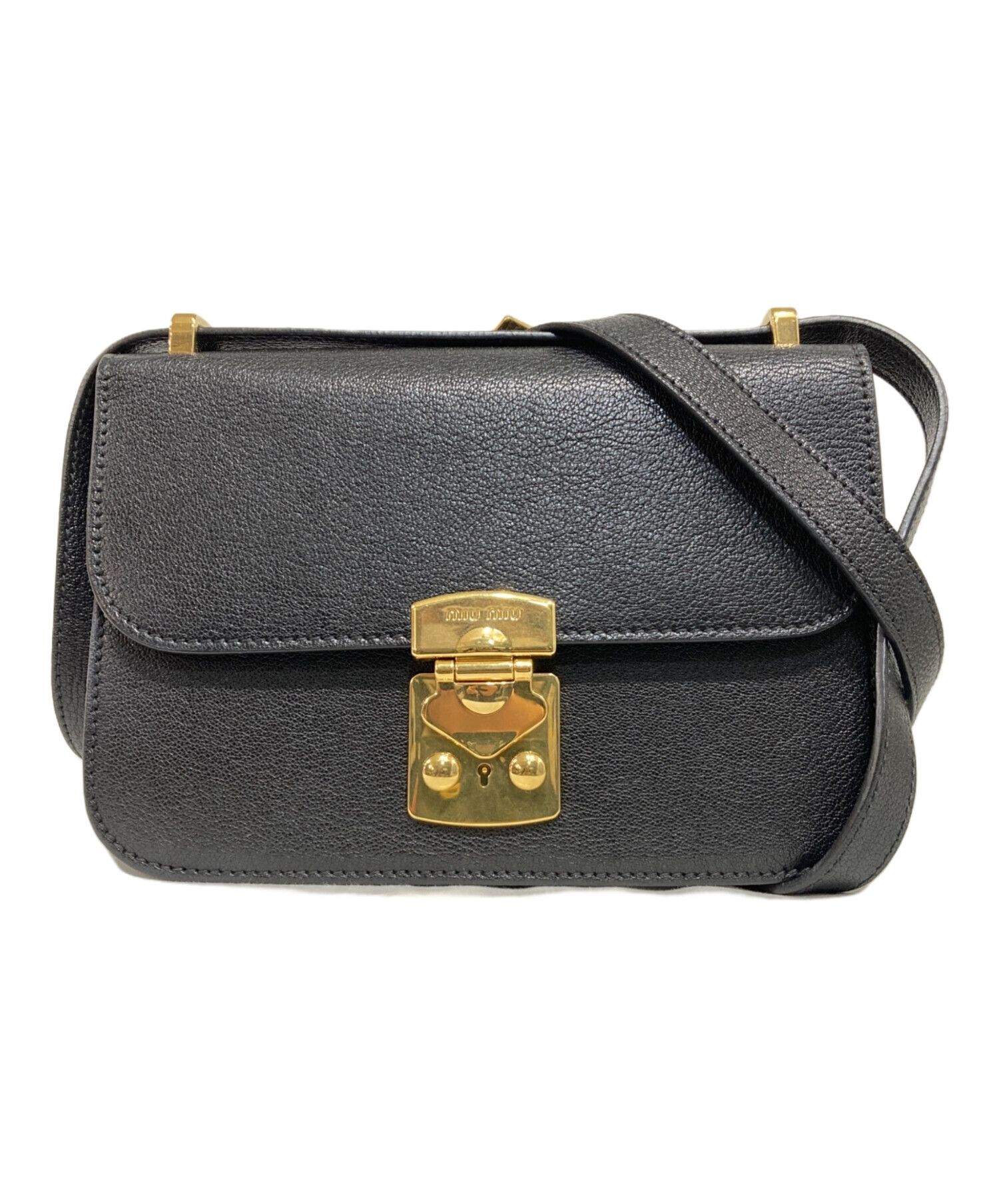 miu miu ミュウミュウ黒 レザー ショルダーバッグ