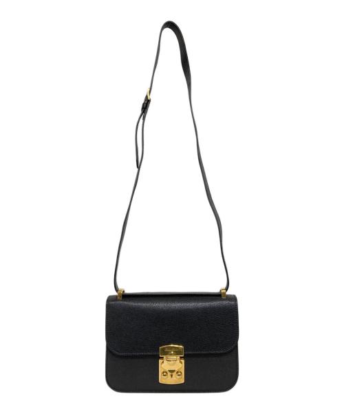 MIU MIU（ミュウミュウ）MIU MIU (ミュウミュウ) MADRAS レザーショルダーバッグ ブラックの古着・服飾アイテム