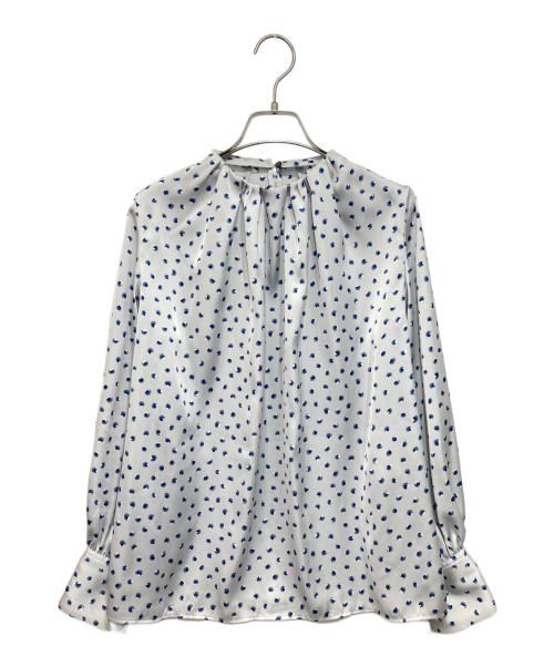 BALLSEY（ボールジィ）BALLSEY (ボールジィ) マーブルドットプリント ビルドネックブラウス ライトブルー サイズ:Sの古着・服飾アイテム