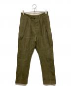 NEATニート）の古着「ボタンフライ２タックチノトラウザース」｜カーキ