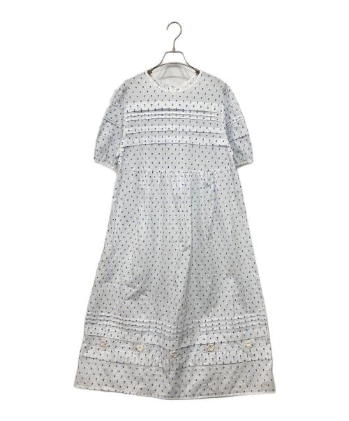 bulle de savon（ビュル デ サボン）bulle de savon (ビュル デ サボン) 総柄ブラウスワンピース ホワイト×ブルー サイズ:FREEの古着・服飾アイテム