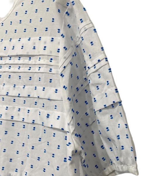 bulle de savon（ビュル デ サボン）bulle de savon (ビュル デ サボン) 総柄ブラウスワンピース ホワイト×ブルー サイズ:FREEの古着・服飾アイテム