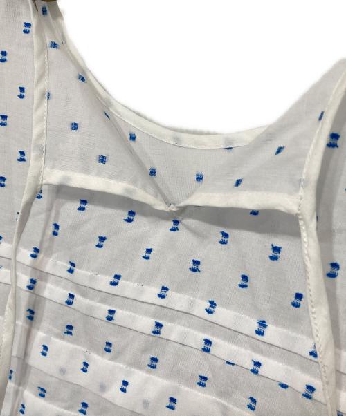 bulle de savon（ビュル デ サボン）bulle de savon (ビュル デ サボン) 総柄ブラウスワンピース ホワイト×ブルー サイズ:FREEの古着・服飾アイテム