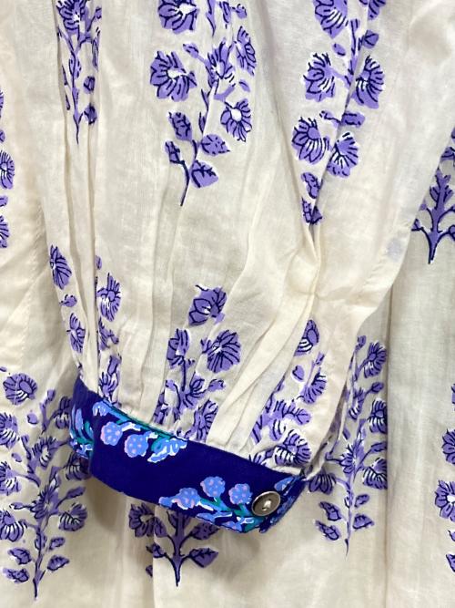 ne quittez pas（ヌキテパ）ne quittez pas (ヌキテパ) コットン ボイル エスニック プリント ギャザー ドレス ホワイト サイズ:Sの古着・服飾アイテム