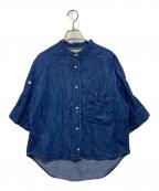 BLANCブラン）の古着「6oz綿麻デニム パールボタン半袖シャツ」｜インディゴ
