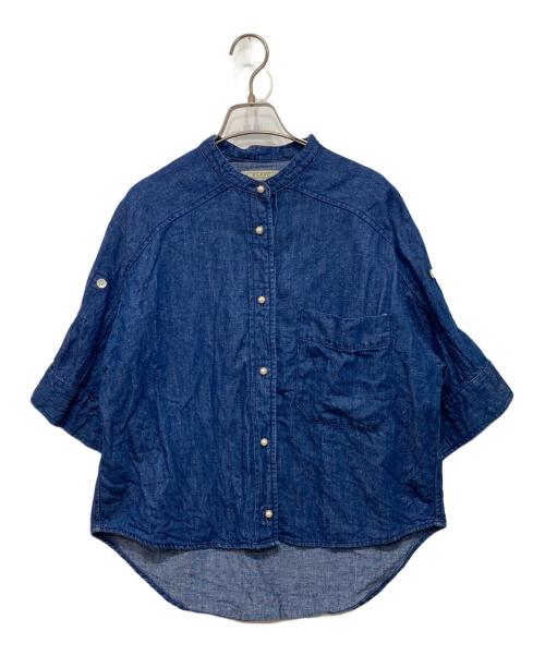 BLANC（ブラン）BLANC (ブラン) 6oz綿麻デニム パールボタン半袖シャツ インディゴ サイズ:38の古着・服飾アイテム