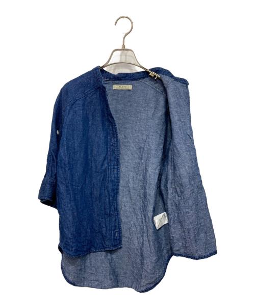 BLANC（ブラン）BLANC (ブラン) 6oz綿麻デニム パールボタン半袖シャツ インディゴ サイズ:38の古着・服飾アイテム