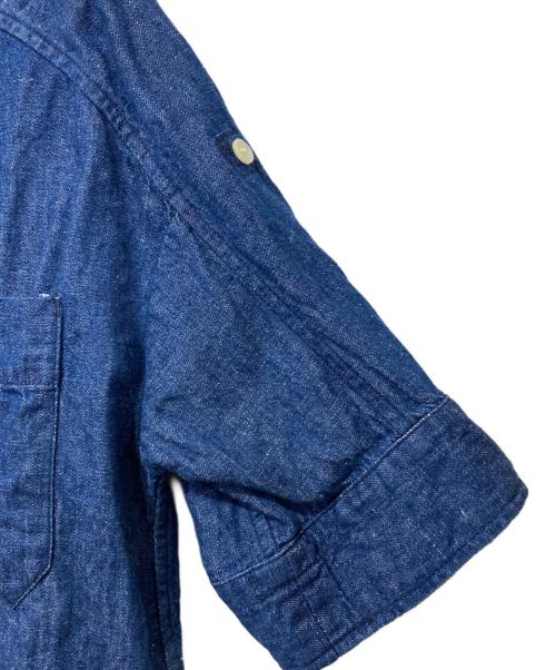 BLANC（ブラン）BLANC (ブラン) 6oz綿麻デニム パールボタン半袖シャツ インディゴ サイズ:38の古着・服飾アイテム