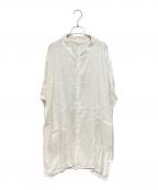 Y'sワイズ）の古着「スタンドカラースリーブギャザーシャツ」｜ホワイト