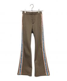 Hysteric Glamour（ヒステリックグラマー）の古着「HG MONOGRAM柄ジャカード フレアパンツ」｜オレンジ×グリーン