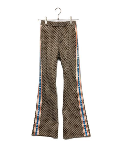 Hysteric Glamour（ヒステリックグラマー）Hysteric Glamour (ヒステリックグラマー) HG MONOGRAM柄ジャカード フレアパンツ オレンジ×グリーン サイズ:XSの古着・服飾アイテム