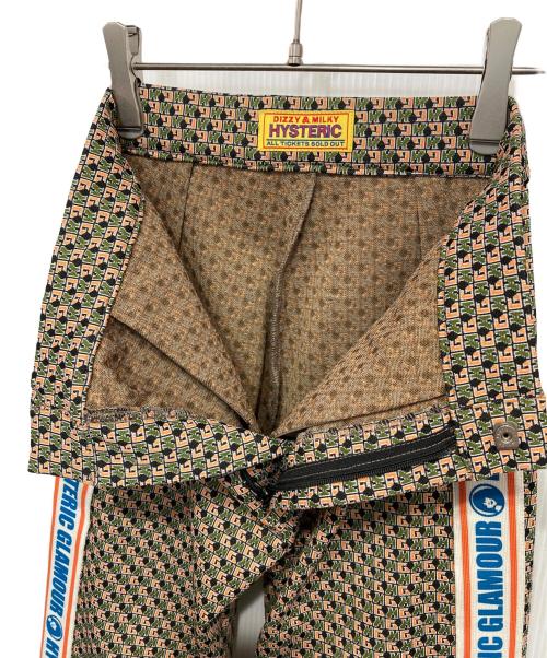 Hysteric Glamour（ヒステリックグラマー）Hysteric Glamour (ヒステリックグラマー) HG MONOGRAM柄ジャカード フレアパンツ オレンジ×グリーン サイズ:XSの古着・服飾アイテム