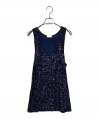 Saint Laurent Parisサンローランパリ）の古着「スパンコールタンクトップ」｜ネイビー