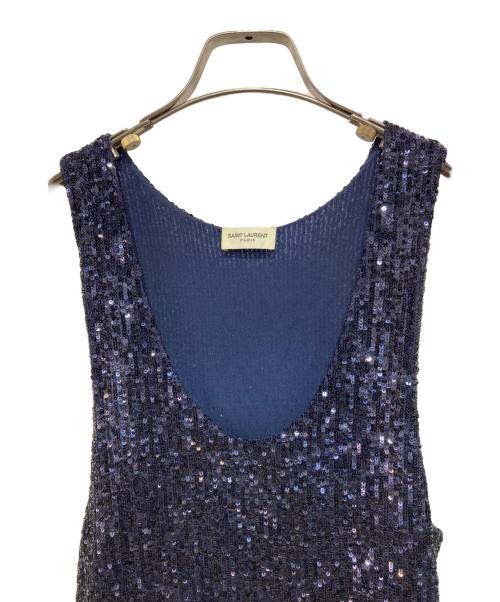 Saint Laurent Paris（サンローランパリ）Saint Laurent Paris (サンローランパリ) スパンコールタンクトップ ネイビー サイズ:Ｓの古着・服飾アイテム