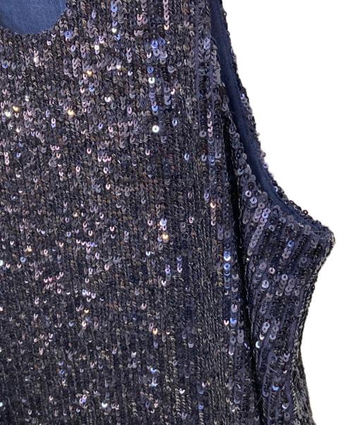 Saint Laurent Paris（サンローランパリ）Saint Laurent Paris (サンローランパリ) スパンコールタンクトップ ネイビー サイズ:Ｓの古着・服飾アイテム