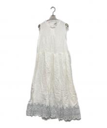 TSUHARU by samansa Mos2（ツハル バイ サマンサモスモス）の古着「リネン刺繍ペチワンピース」｜ホワイト