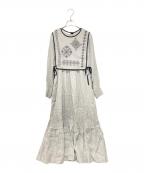 TSUHARU by samansa Mos2ツハル バイ サマンサモスモス）の古着「メッシュ刺繍ベスト付きワンピース」｜グレー
