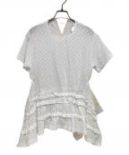 TAO COMME des GARCONSタオ コムデギャルソン）の古着「小花刺繍レースフリルブラウス」｜ホワイト