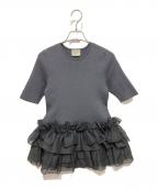 UNITED ARROWS TOKYOユナイテッドアローズトウキョウ）の古着「リボン ペプラム ニット」｜グレー×ブラック